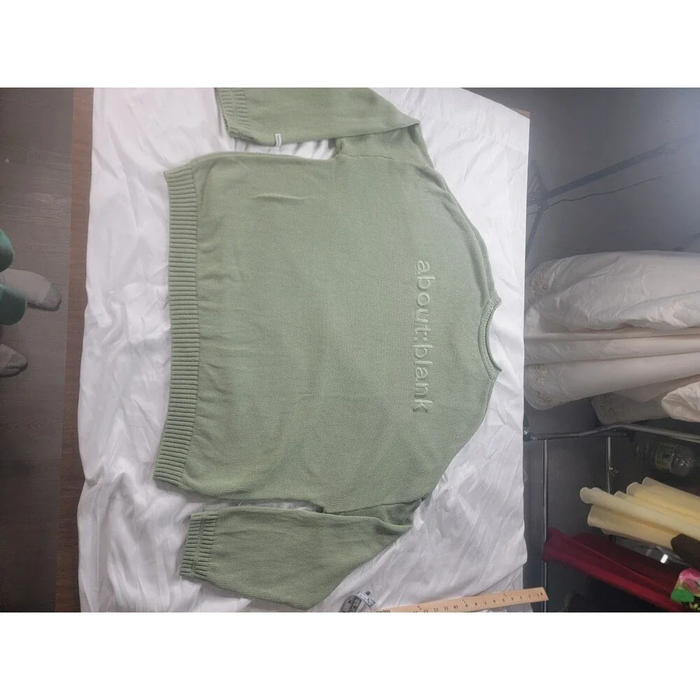 About:Blank Men's Sage 100% Cotton Logo Sweater XXL